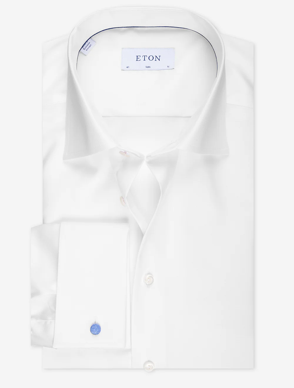 Slim Fit Double Cuff Plain Shirt White