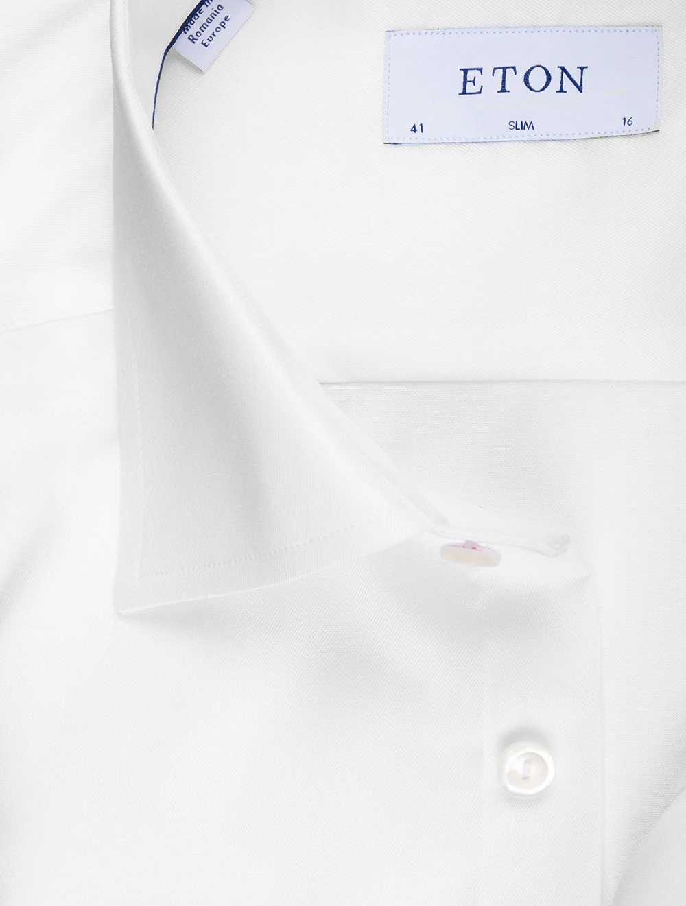 Slim Fit Double Cuff Plain Shirt White - Image 2