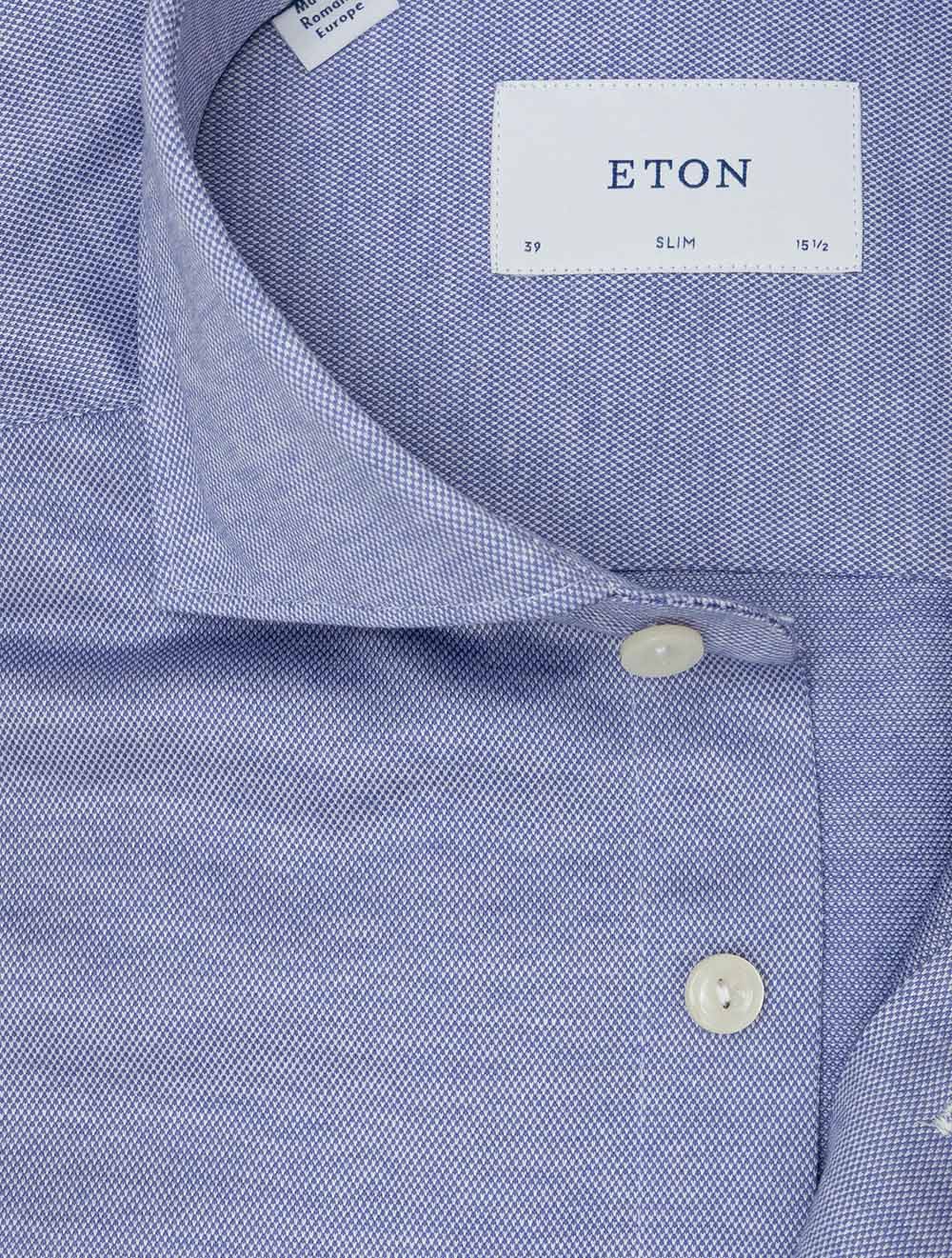 Slim Fit Jacquard Knit Shirt Blue - Image 2