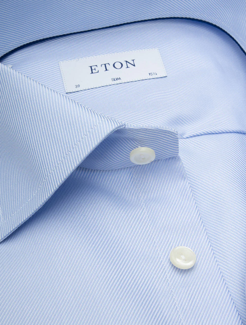 Slim Fit Textured Twill Shirt Blue - Image 3