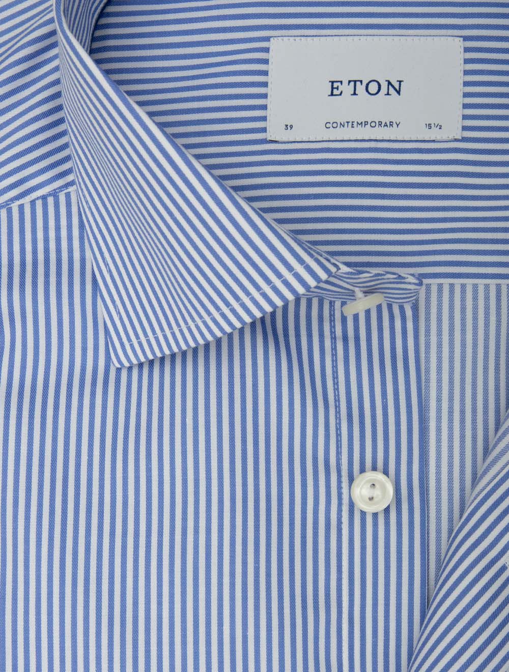 Contemporary Fit Striped Fine Twill Shirt Blue - Image 3