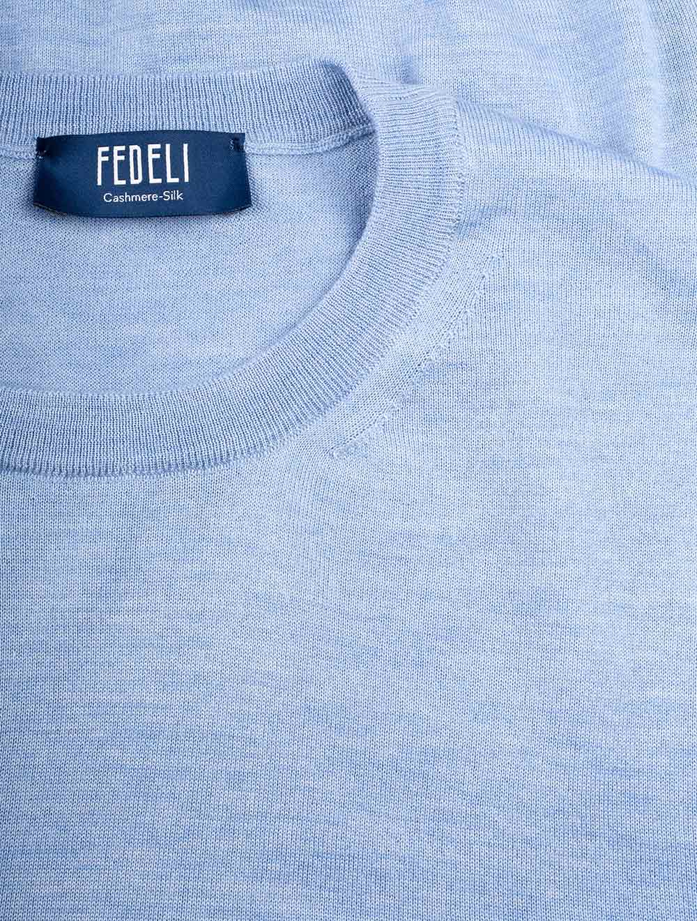 Crew Neck Long Sleeve Sweater Blue - Image 4