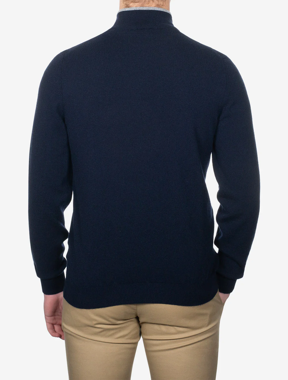 Tricolor Half Zip Knitted Sweater Navy - Image 3