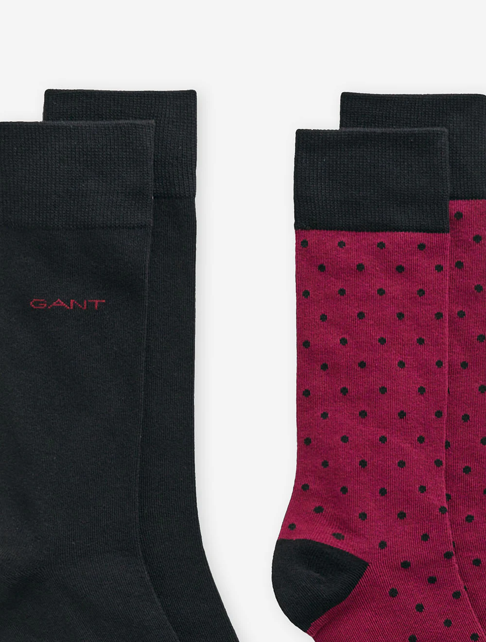 Dot and Solid Socks 2 Pack Rich Wine - Image 2
