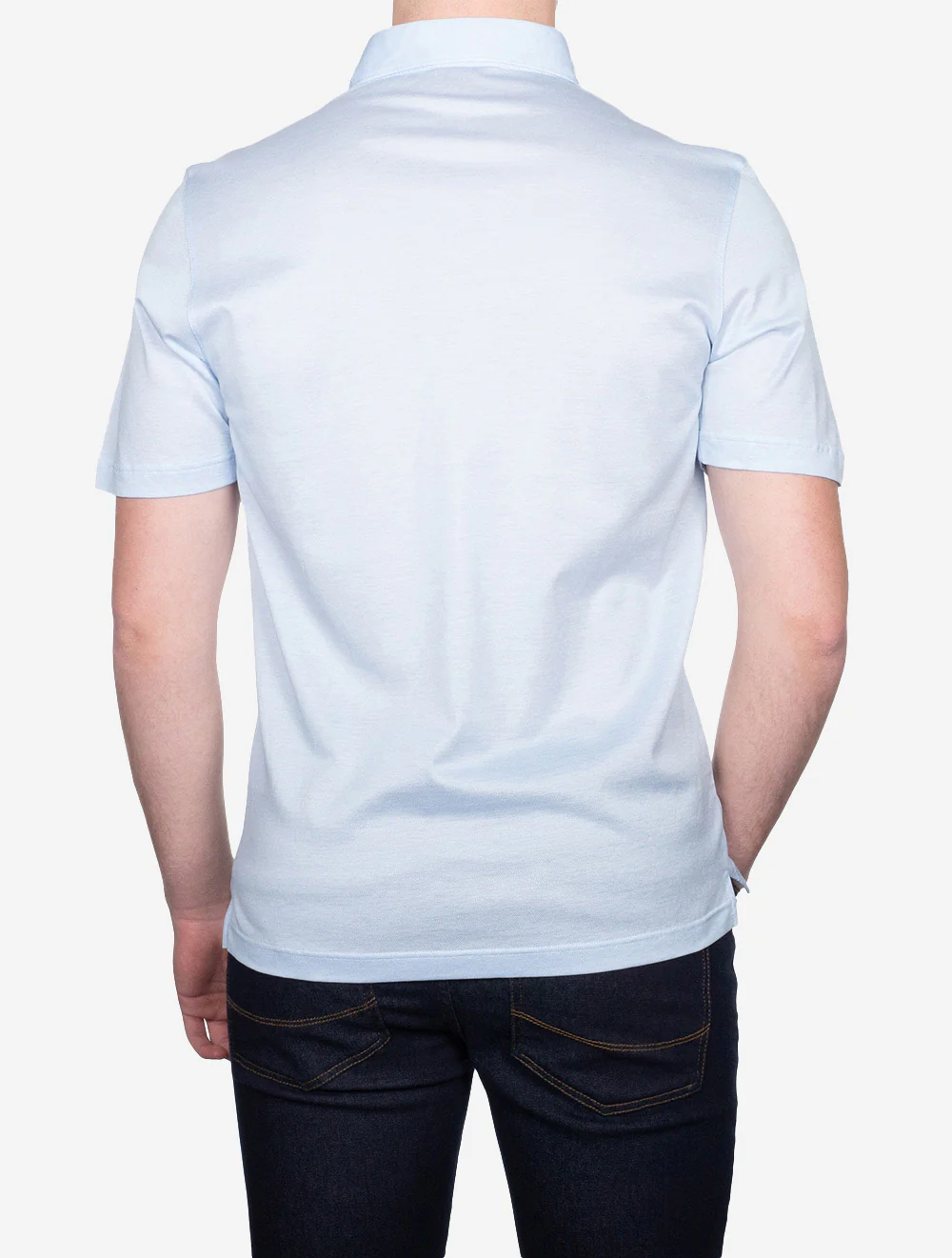 3 Button Polo Shirt Blue - Image 3