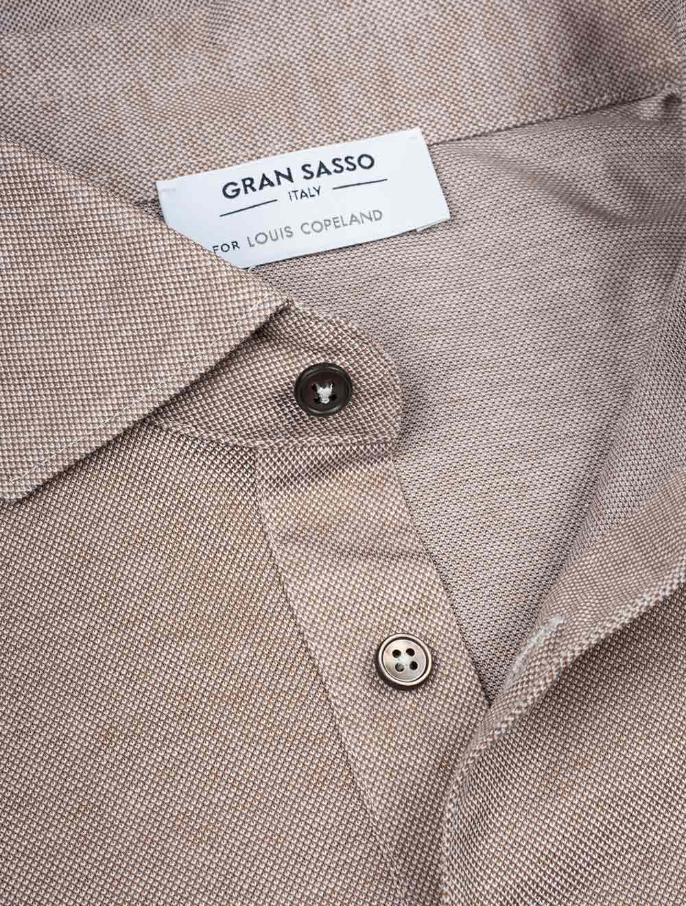 3 Button Polo Shirt Brown - Image 3