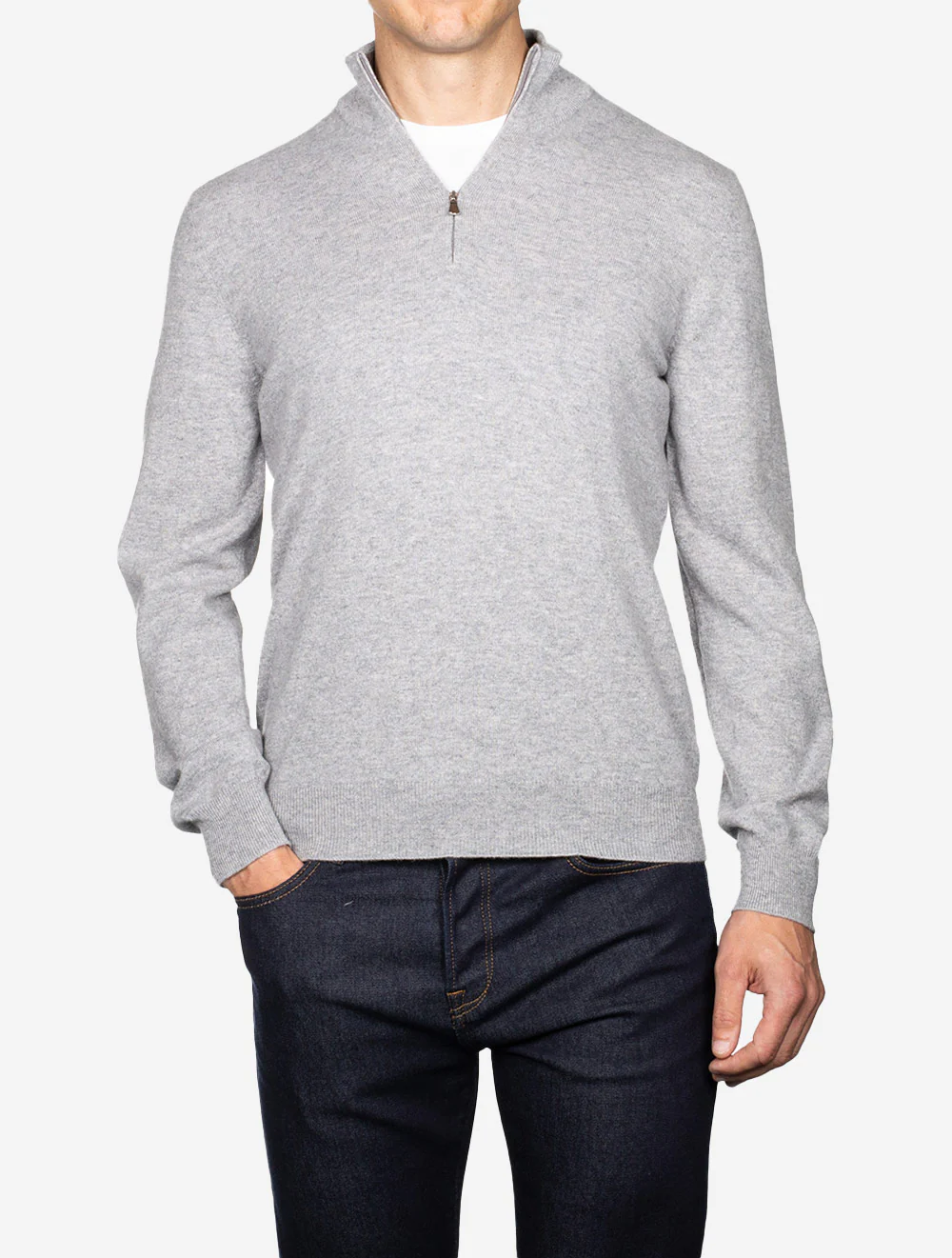 Cashmere Half Zip Grey - Image 2