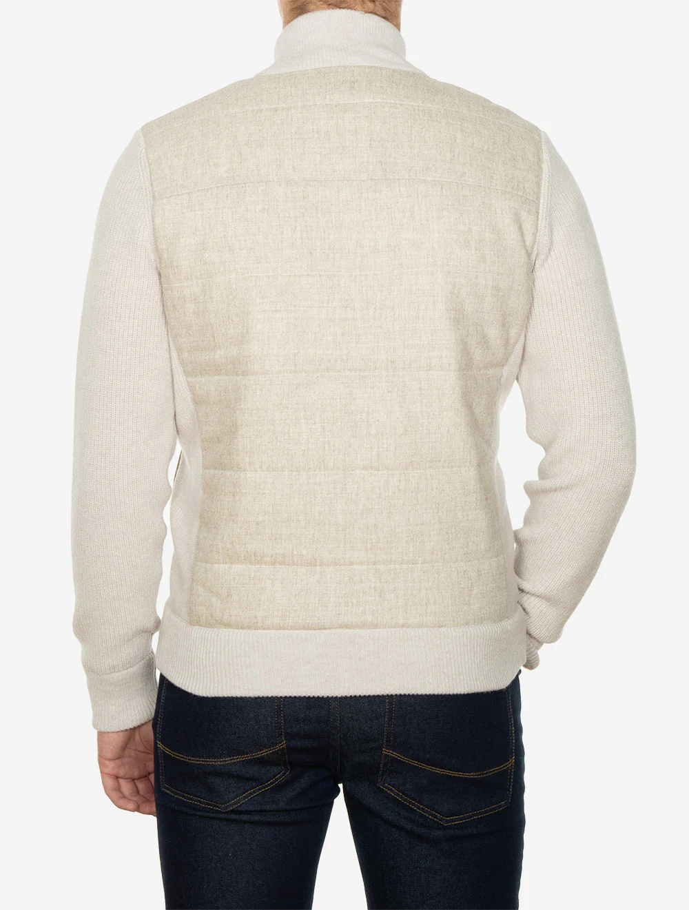 Full Zip Padded Knit Jacket Cream - Image 3