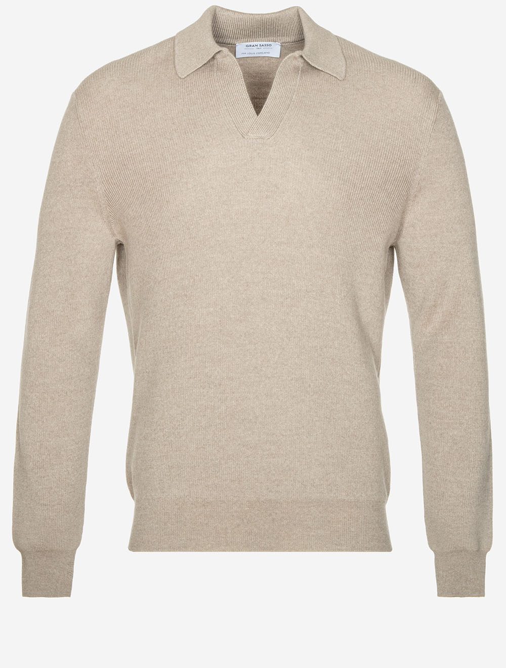 Knit Long Sleeve Tennis Polo Beige