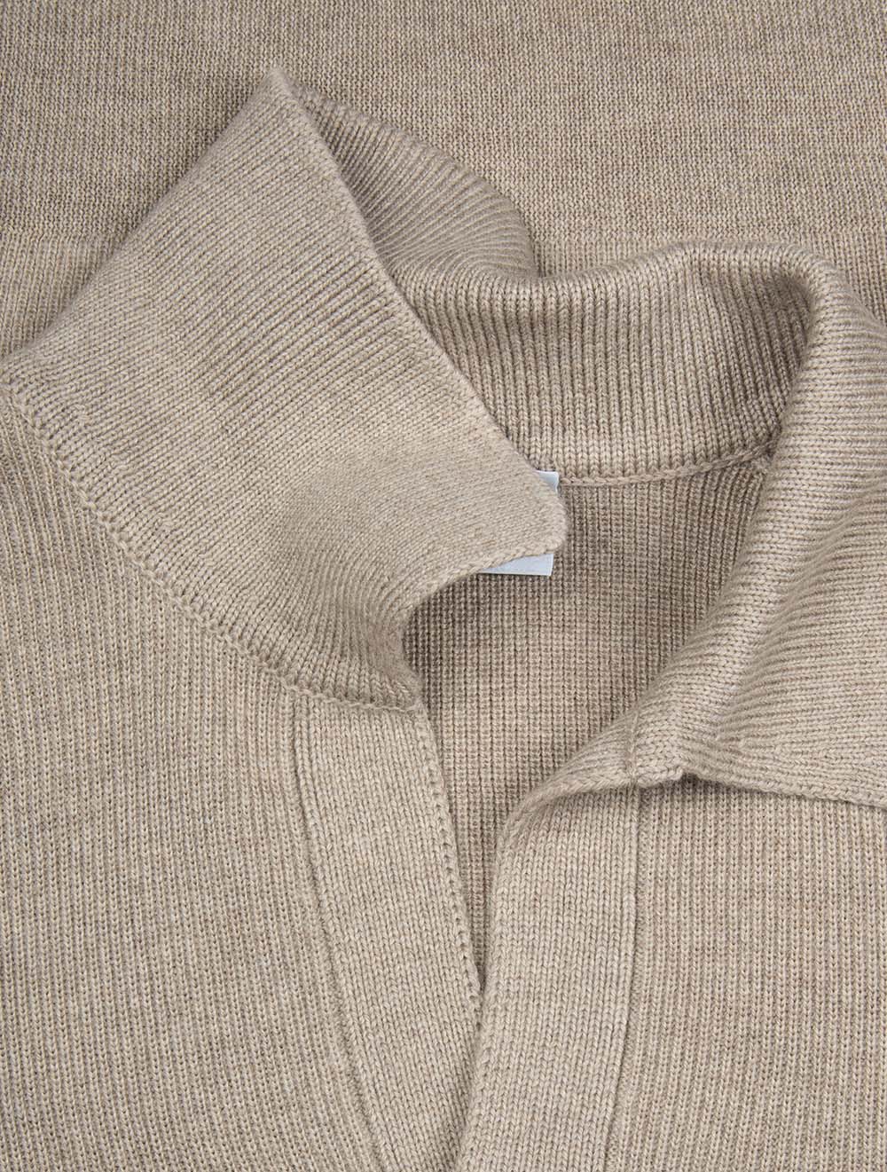Knit Long Sleeve Tennis Polo Beige - Image 4