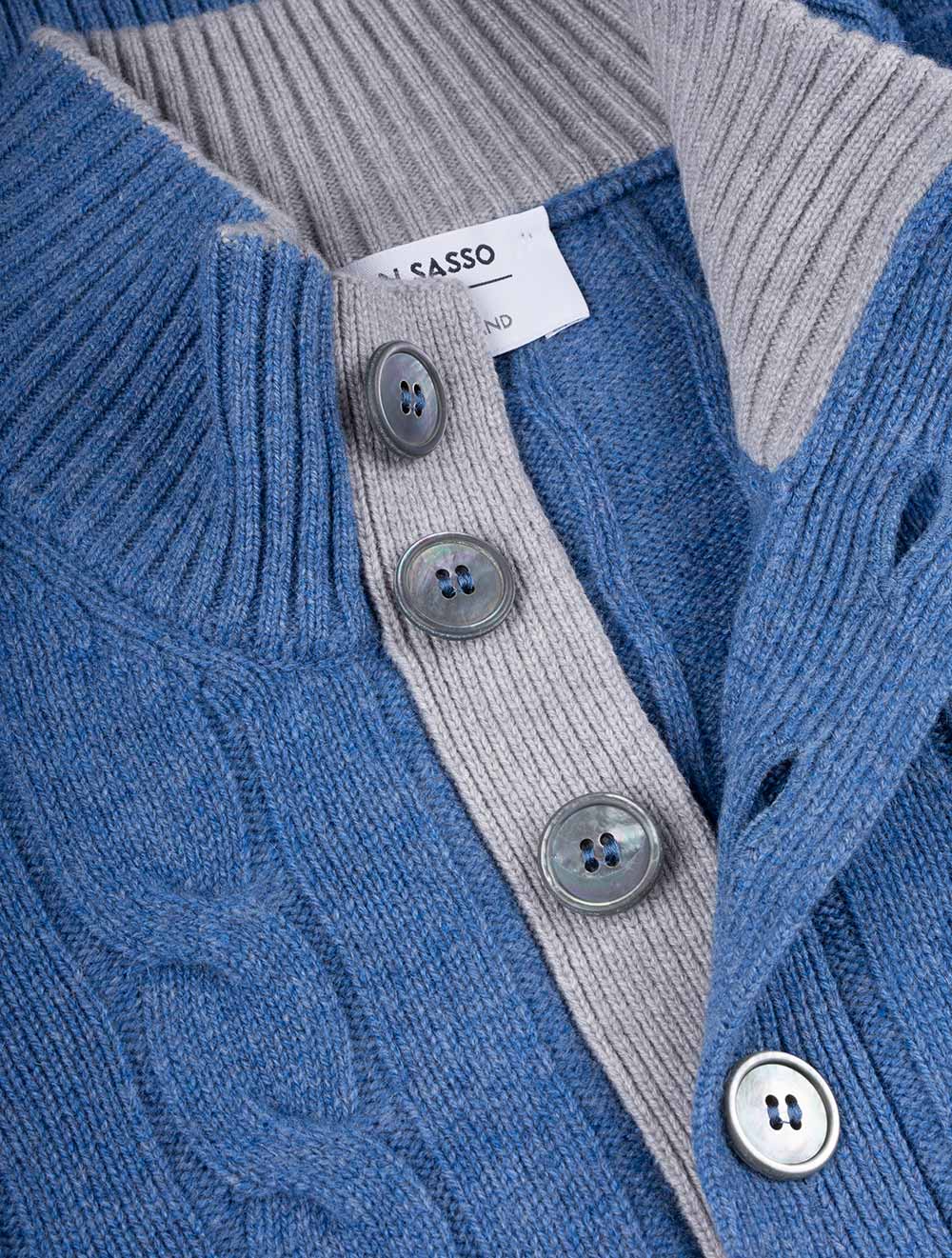 Mock Cable Knit Button Up Blue - Image 5