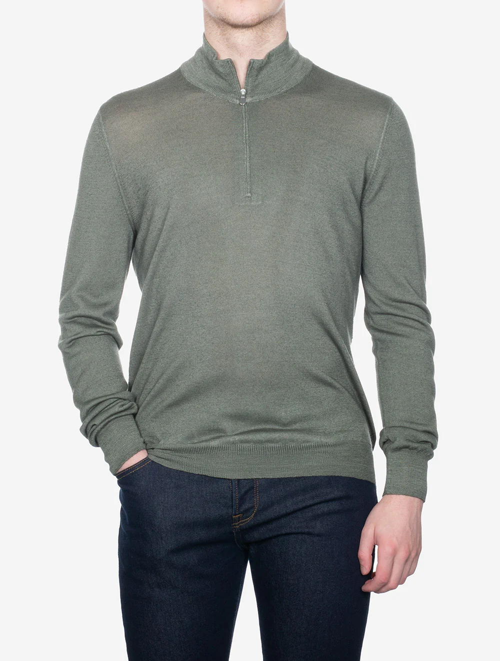 Half Zip Knitwear Green - Image 2