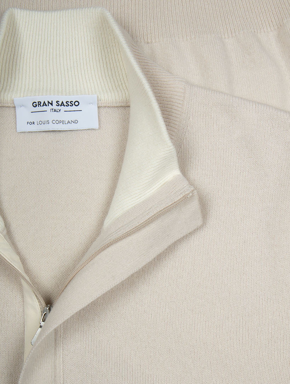 Wool And Cashmere Half Zip Beige - Image 4