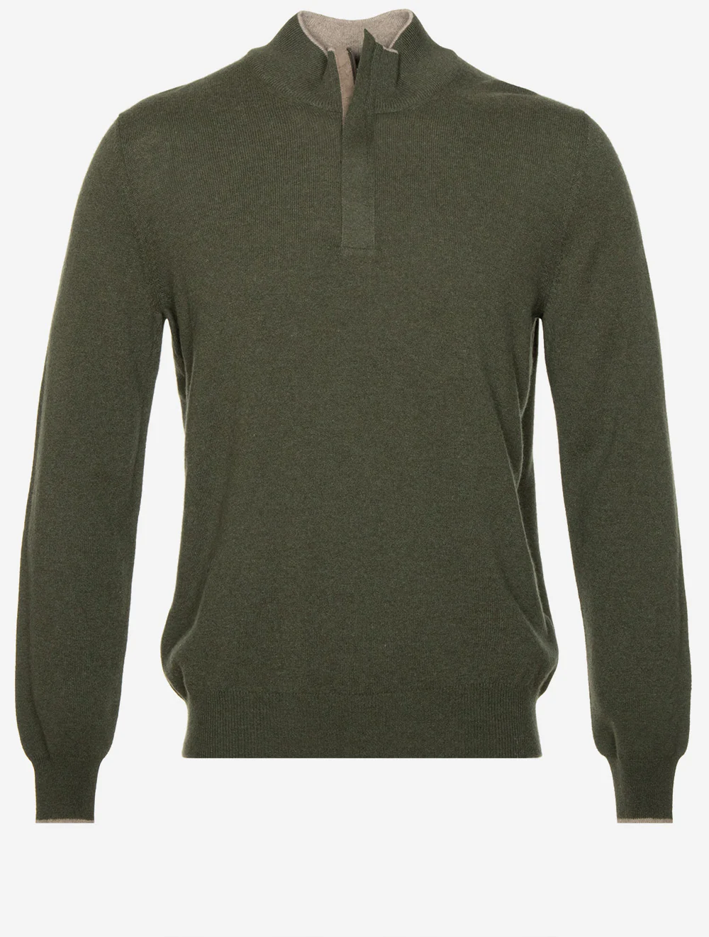 Wool And Cashmere Half Zip Green