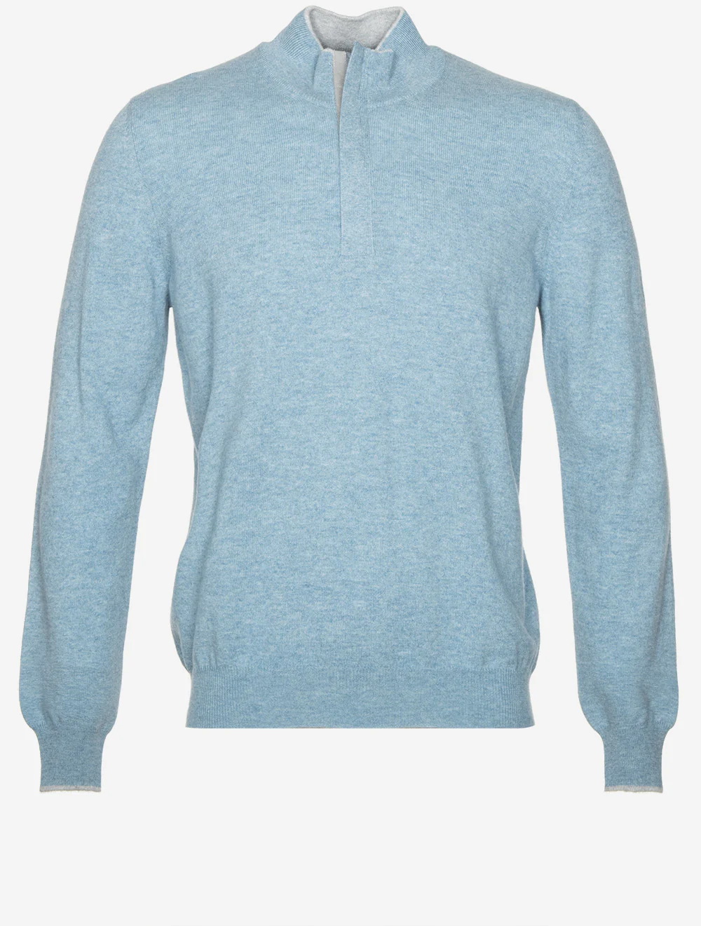 Wool And Cashmere Half Zip Light Blue