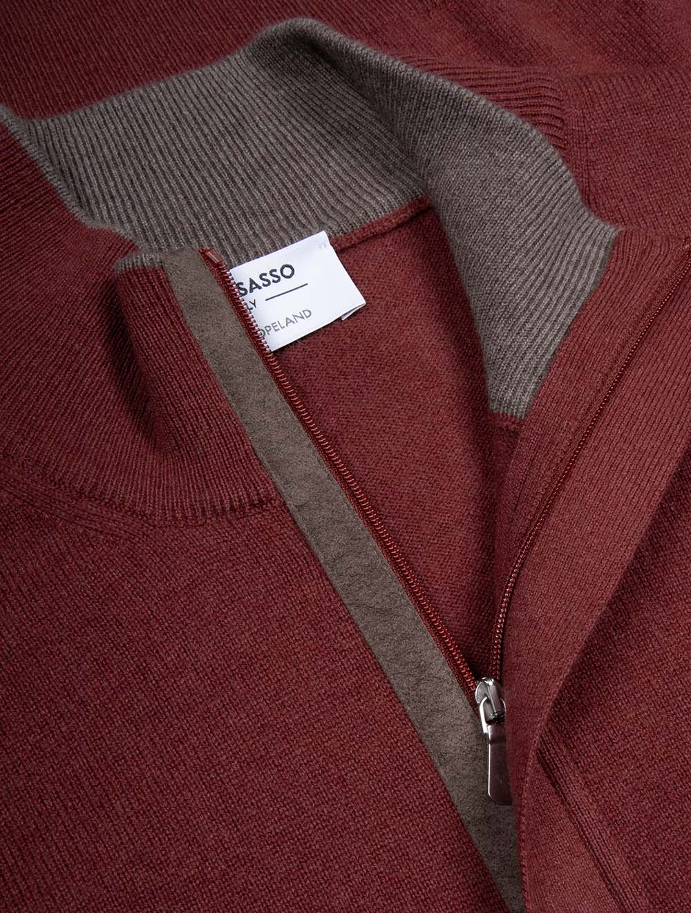 Wool And Cashmere Half Zip Red - Image 5