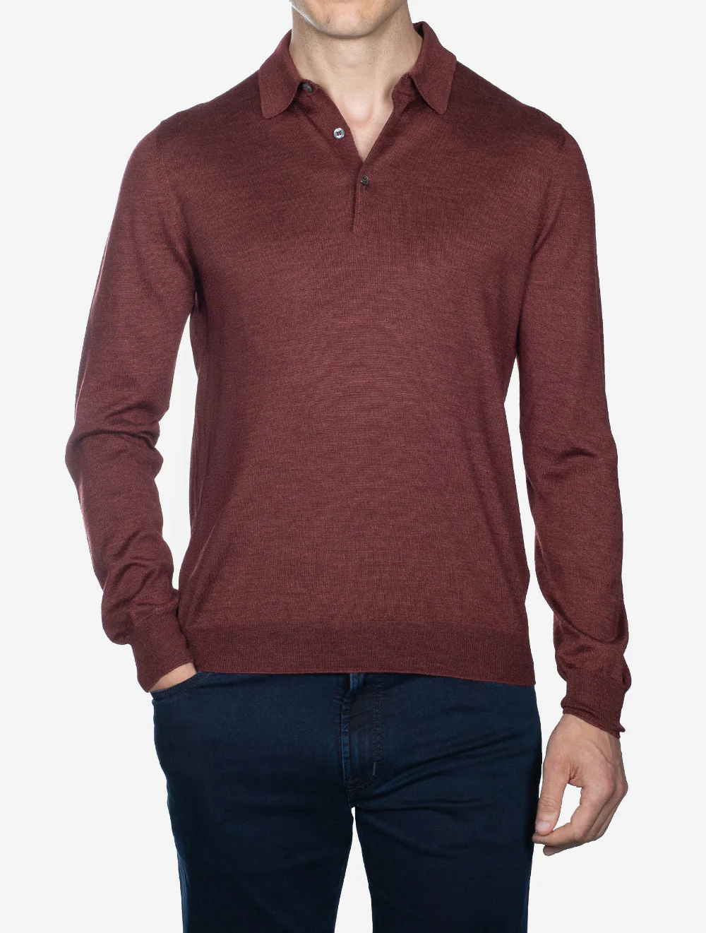 Tennis Long Sleeve Polo Burgundy - Image 2