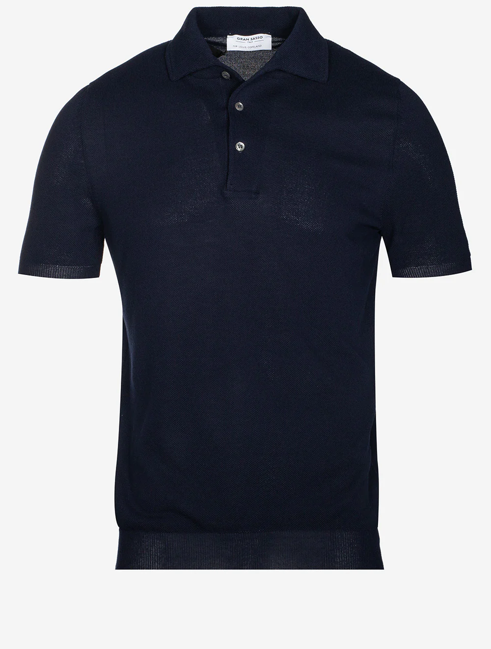 Weave Short Sleeve 3 Button Polo Navy
