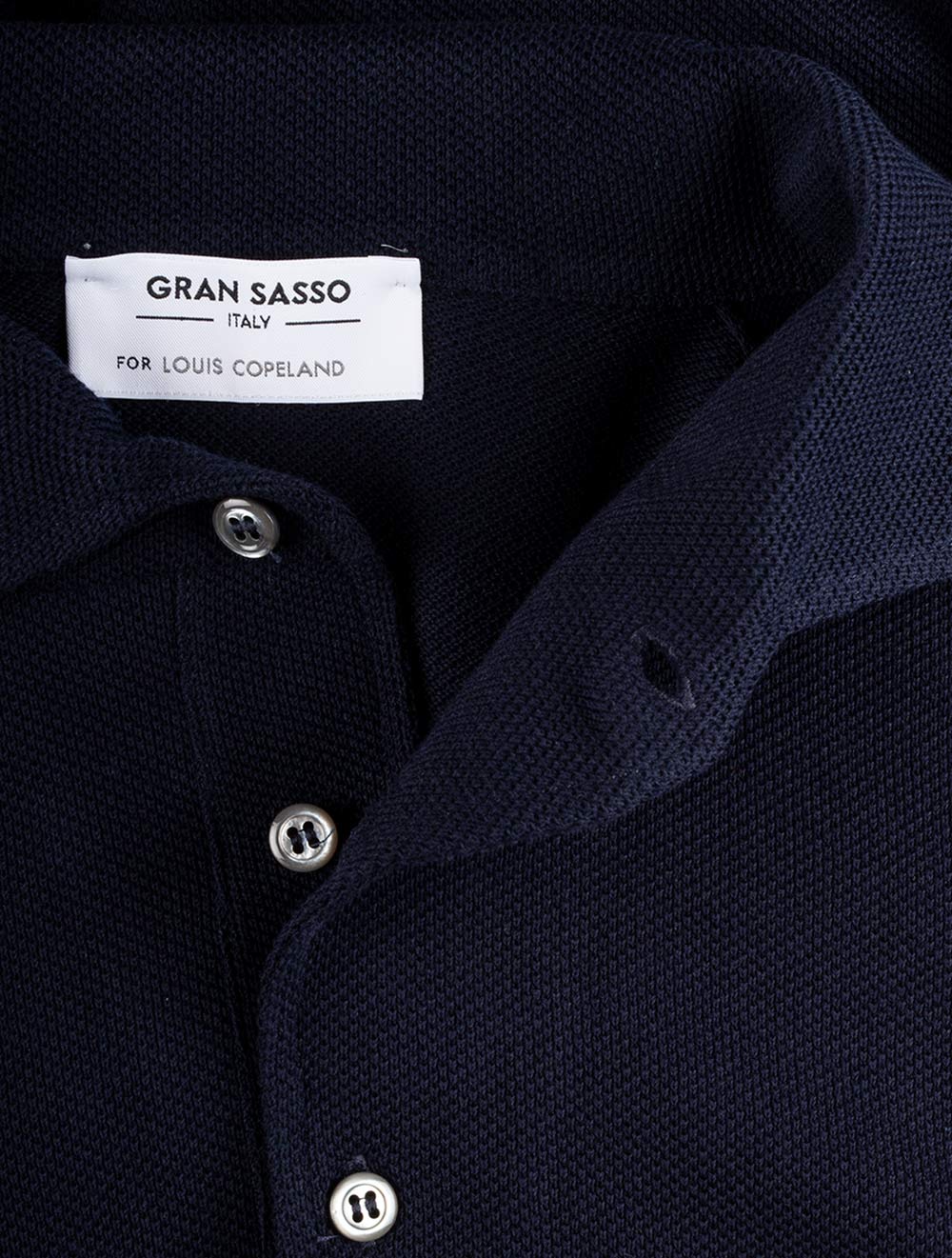 Weave Short Sleeve 3 Button Polo Navy - Image 4