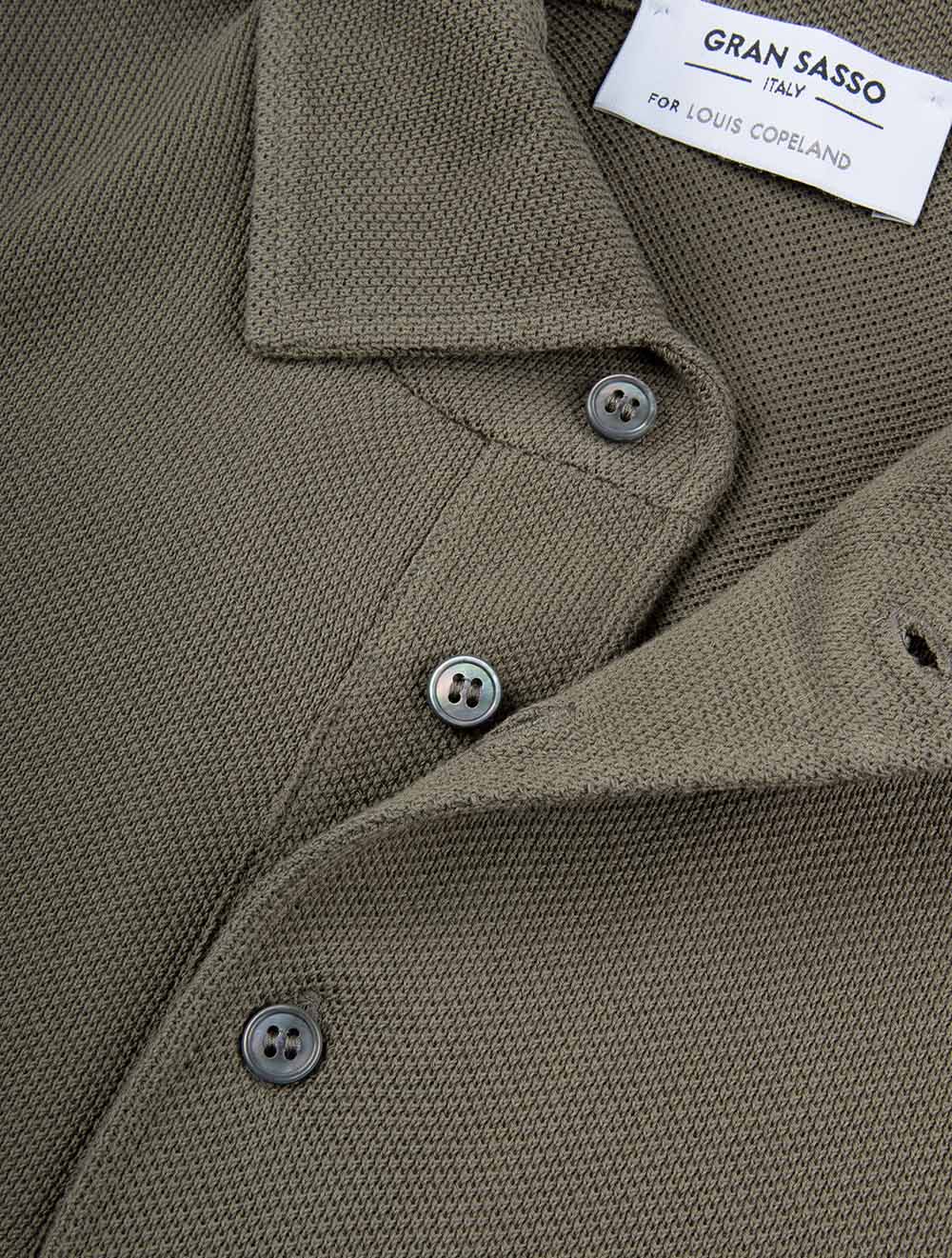 Weave Short Sleeve 3 Button Polo Green - Image 6