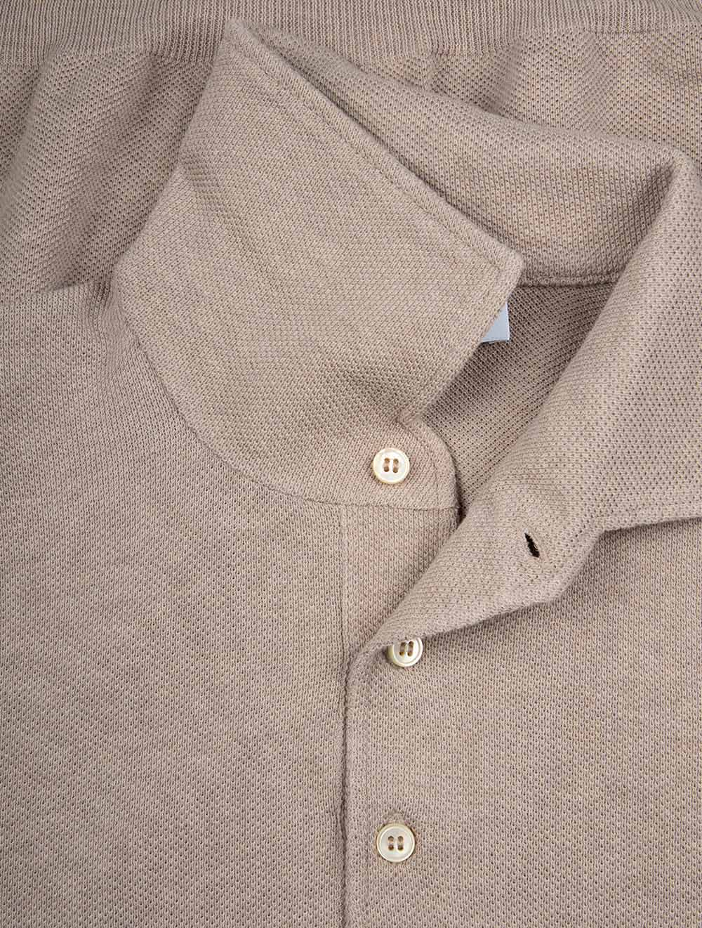Weave Short Sleeve 3 Button Polo Light Brown - Image 4
