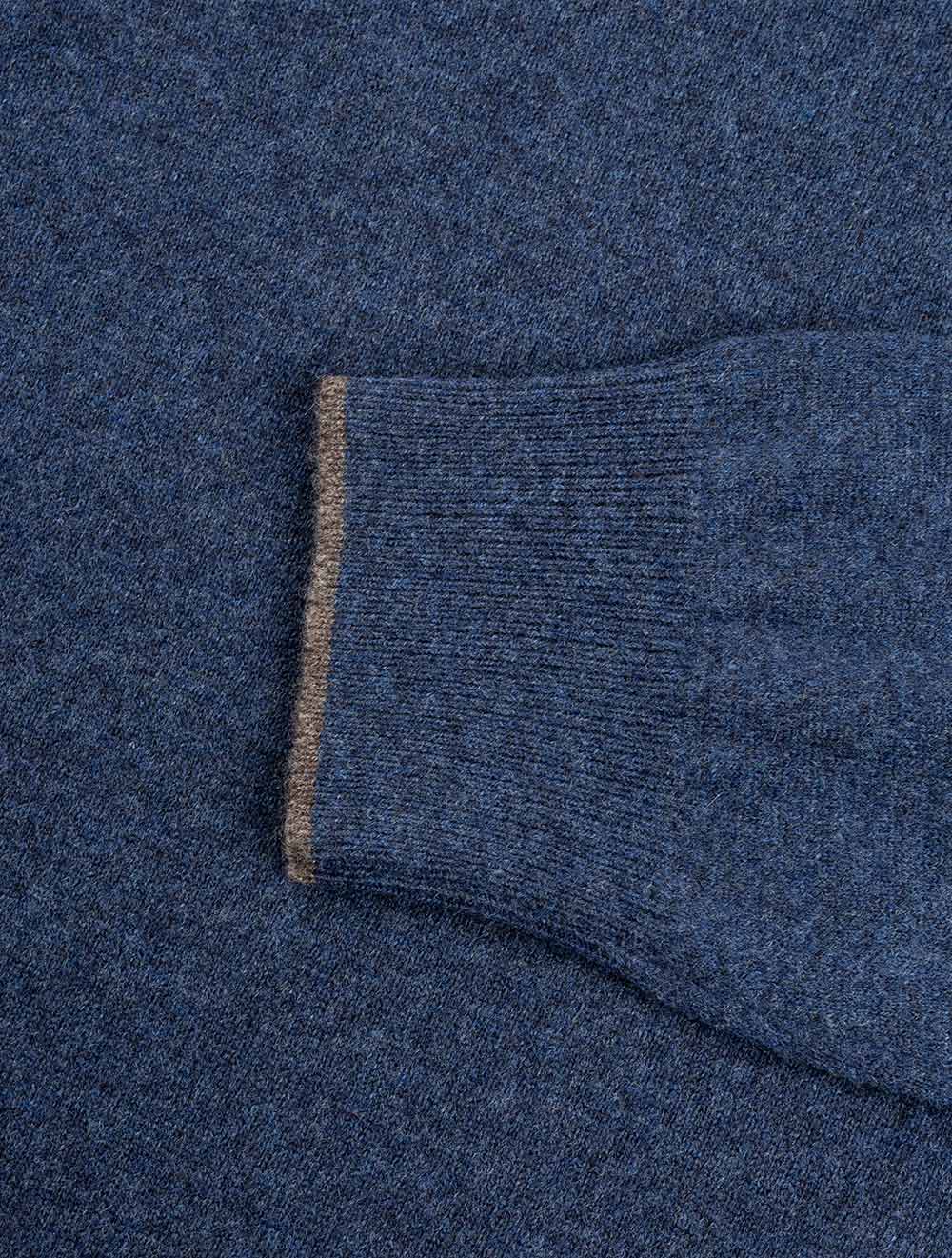 Wool And Cashmere Half Zip Blue - Image 4
