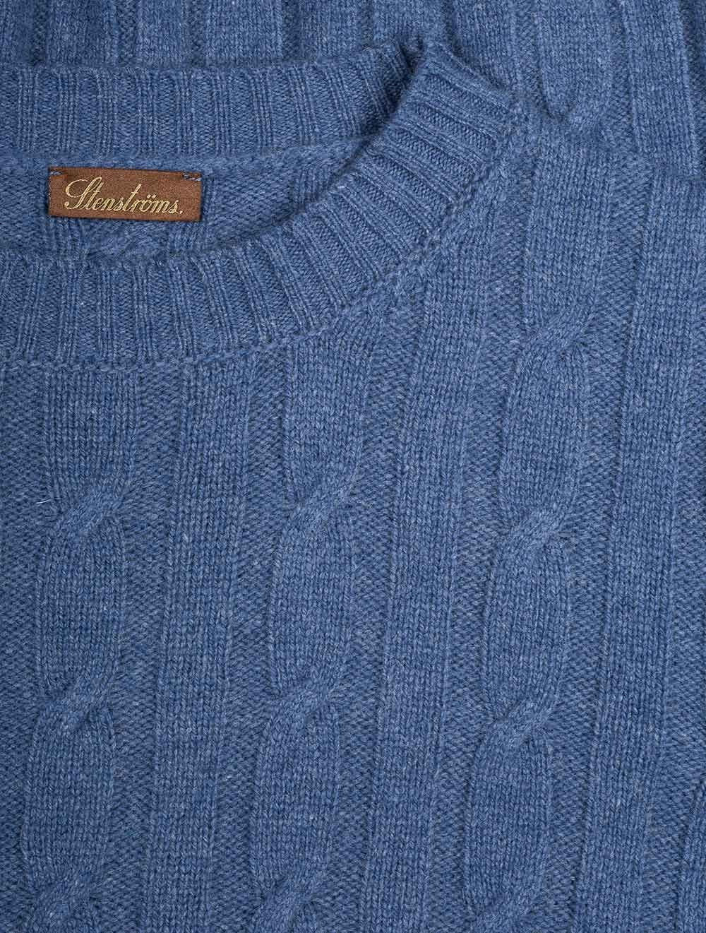 Cable Crew Neck Sweater Blue - Image 2