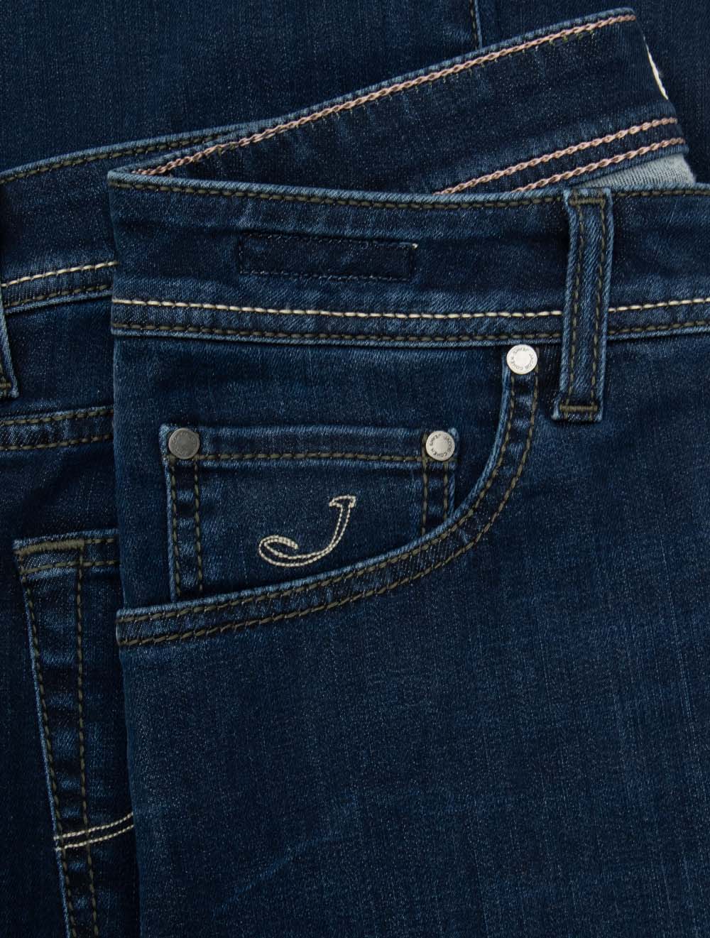 Nick Slim Fit Jeans Denim Striped Badge Blue - Image 5
