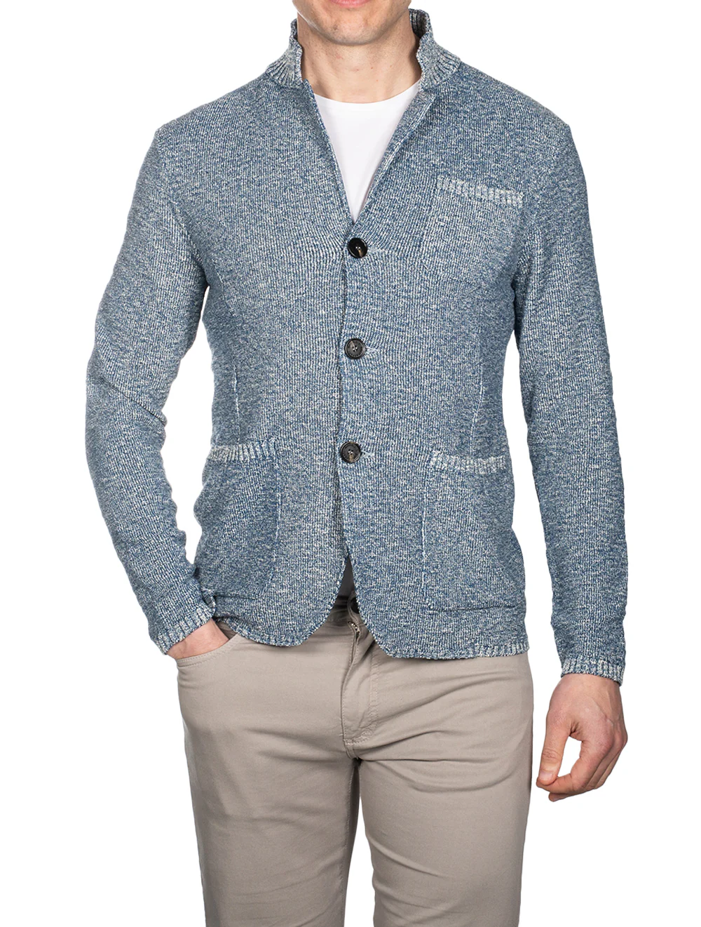 Knit Ribbed Swacket Blue - Image 2