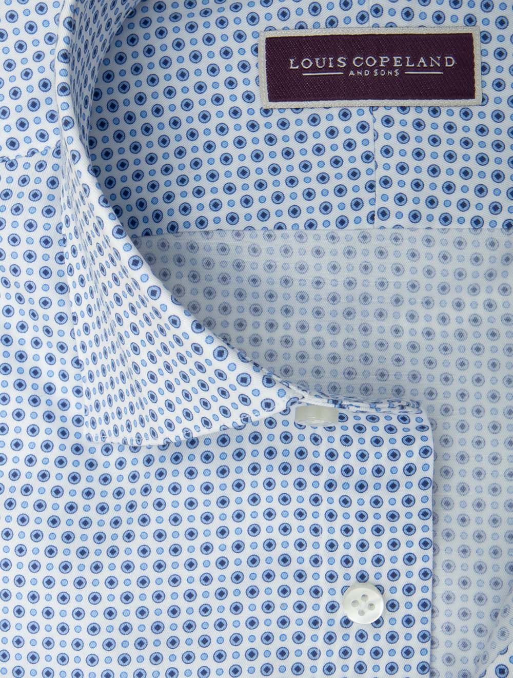 Patterned Blue Dots Twill Shirt White - Image 2