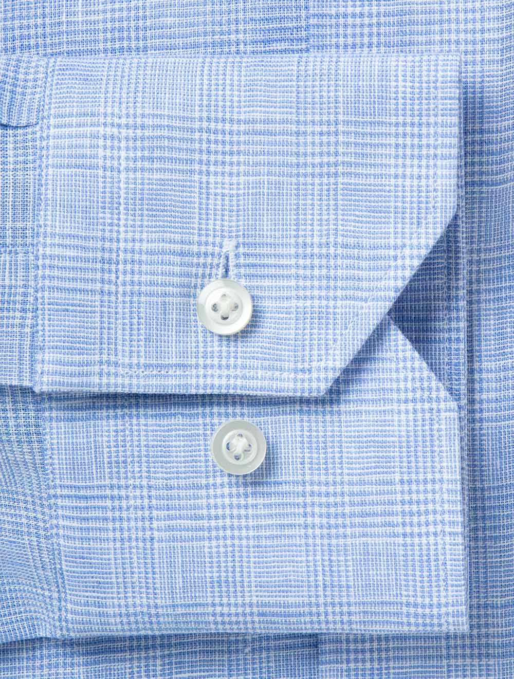 Cotton Linen Check Shirt Blue - Image 4