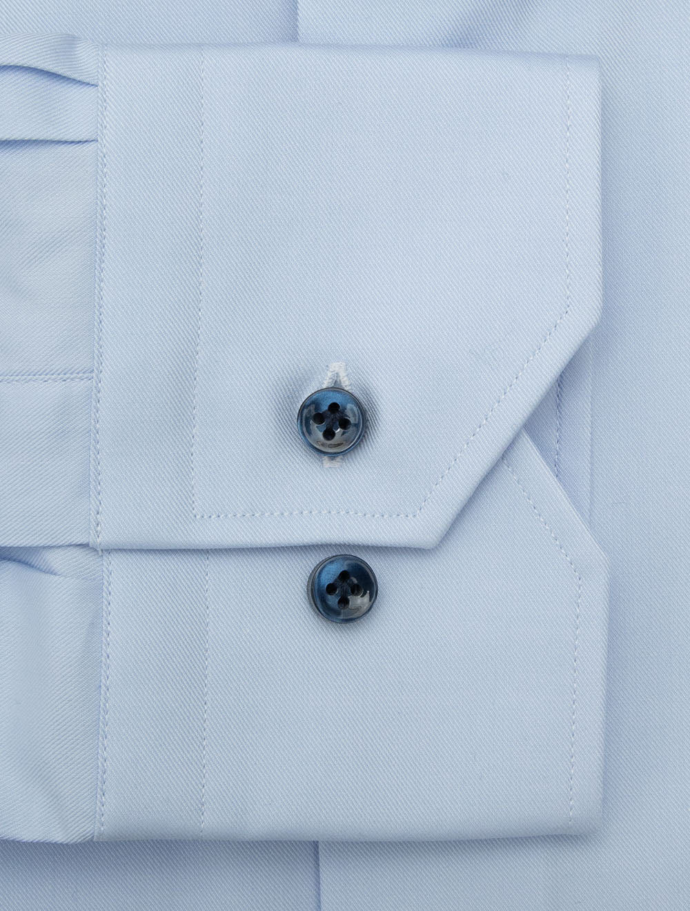 Louis Copeland Classic Fit Plain Blue Shirt with Contrast Button - Image 4