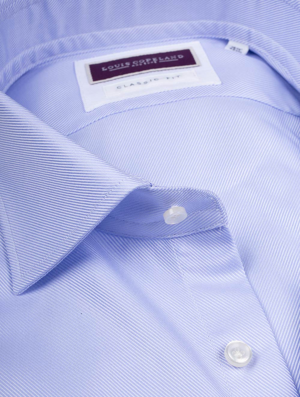 Classic Fit Single Cuff Twill Shirt Blue - Image 3