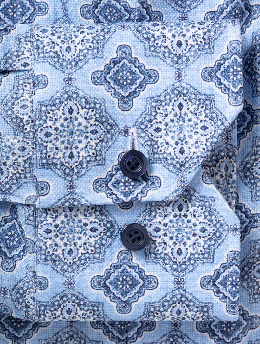 Medallion Pattern Casual Shirt Blue - Image 4