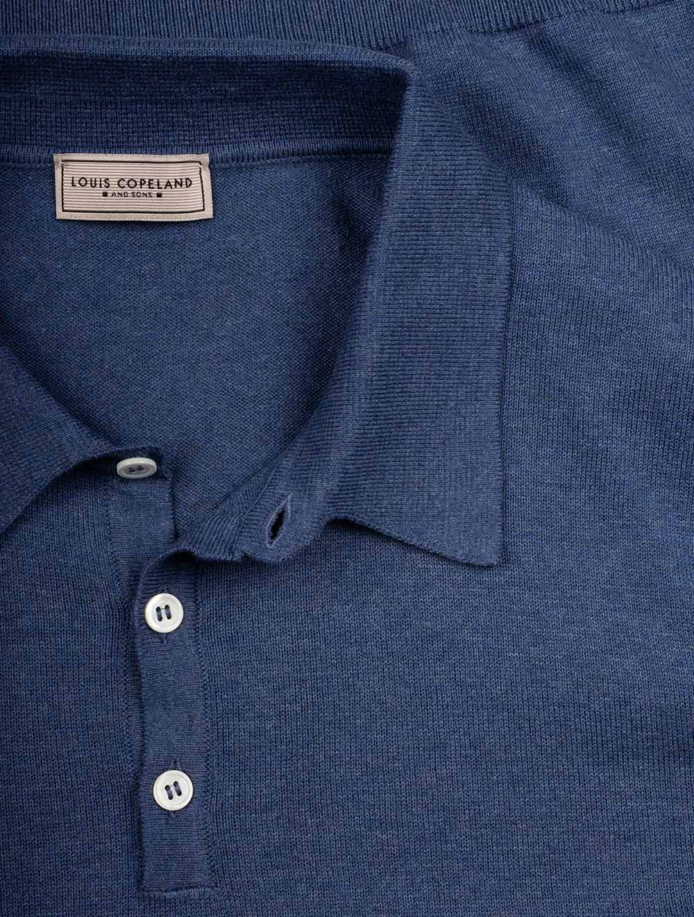 Merino Long Sleeve Polo Blue - Image 4