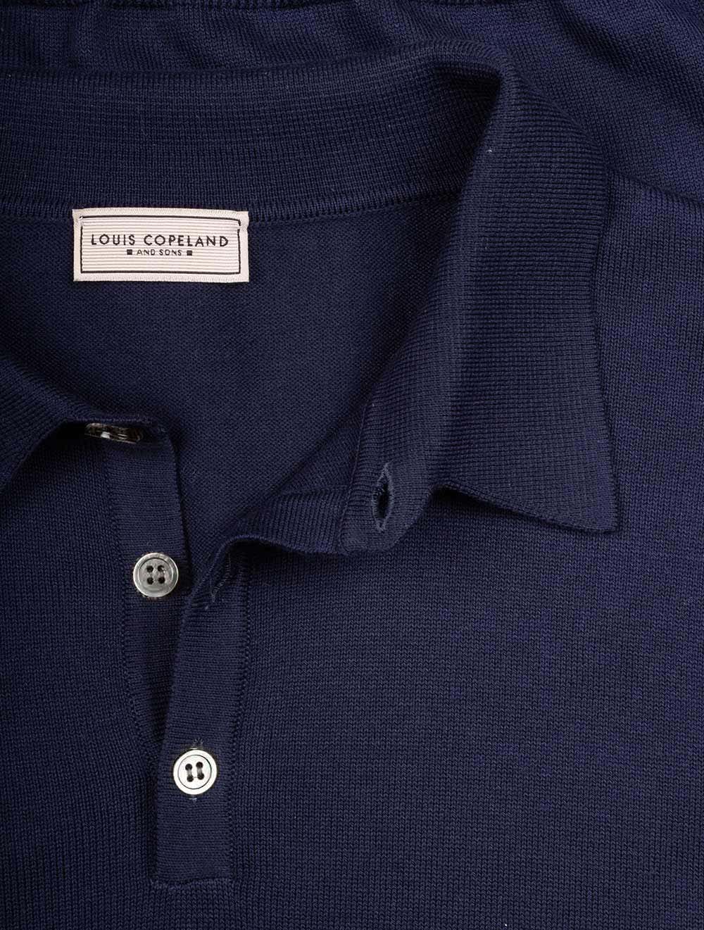 Merino Long Sleeve Polo Navy - Image 5