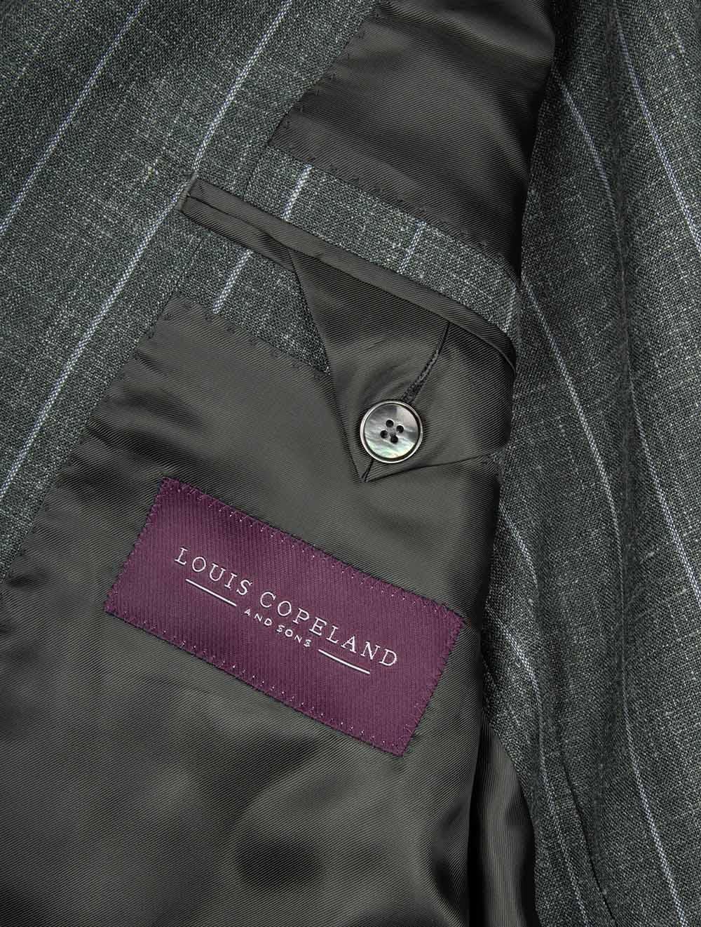 Peaked Lapel Chalk Stripe Summertime Suit Green - Image 5