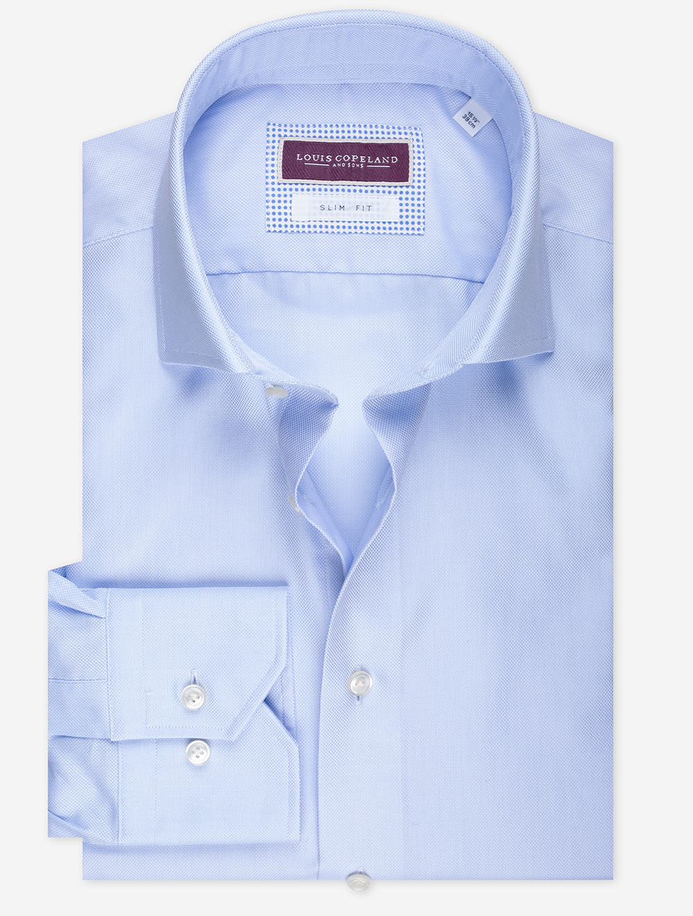 Slim Fit Pinpoint Single Cuff Blue