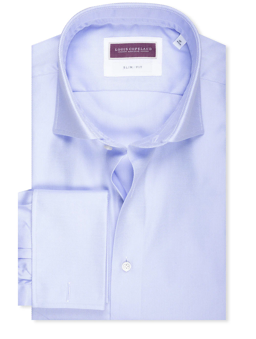 Slim Fit Double Cuff Twill Shirt Blue