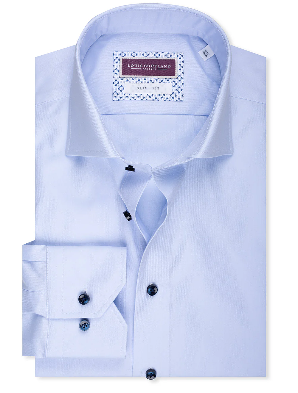 Slim Fit Plain With Contrast Button Shirt Blue