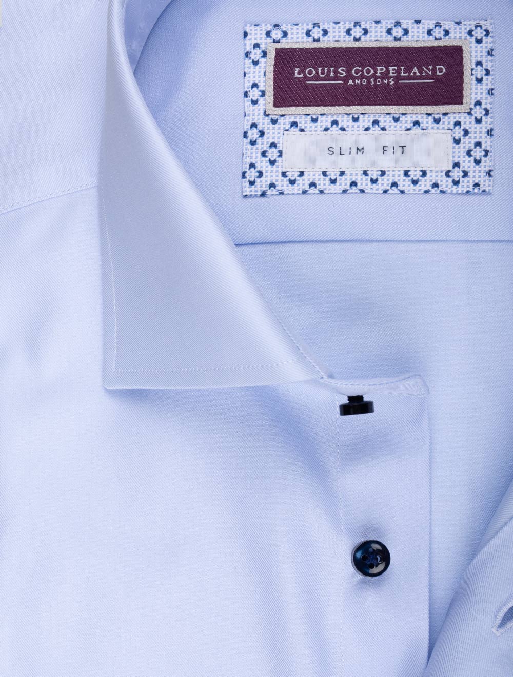 Slim Fit Plain With Contrast Button Shirt Blue - Image 2