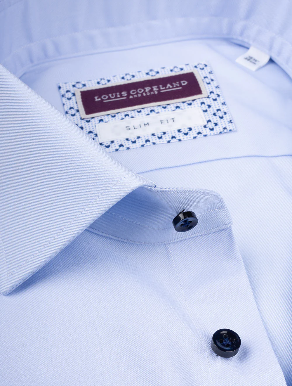 Slim Fit Plain With Contrast Button Shirt Blue - Image 3