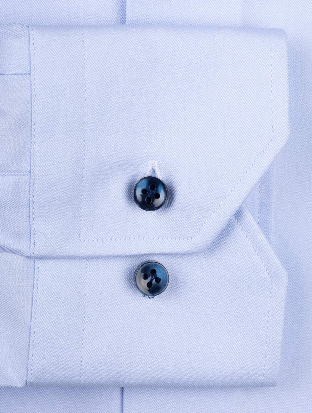 Slim Fit Plain With Contrast Button Shirt Blue - Image 4