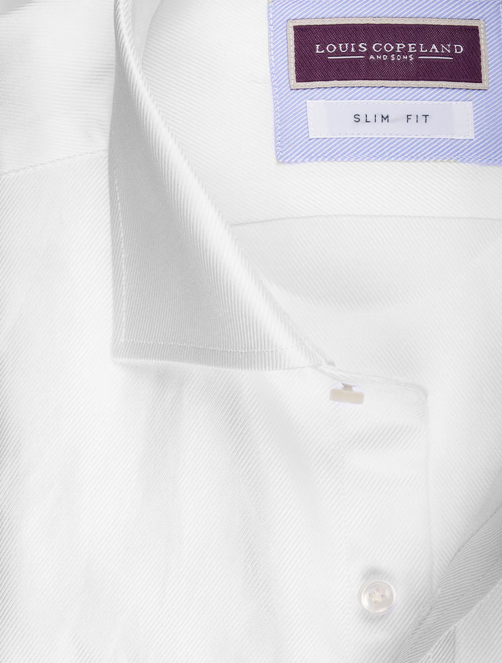 Slim Fit Thomas Mason Twill Single Cuff Shirt White - Image 2