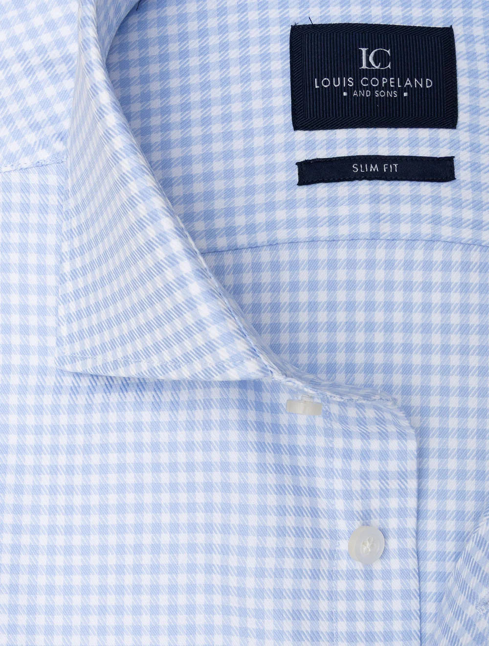 Slim Fit Gingham Check Shirt Blue - Image 2