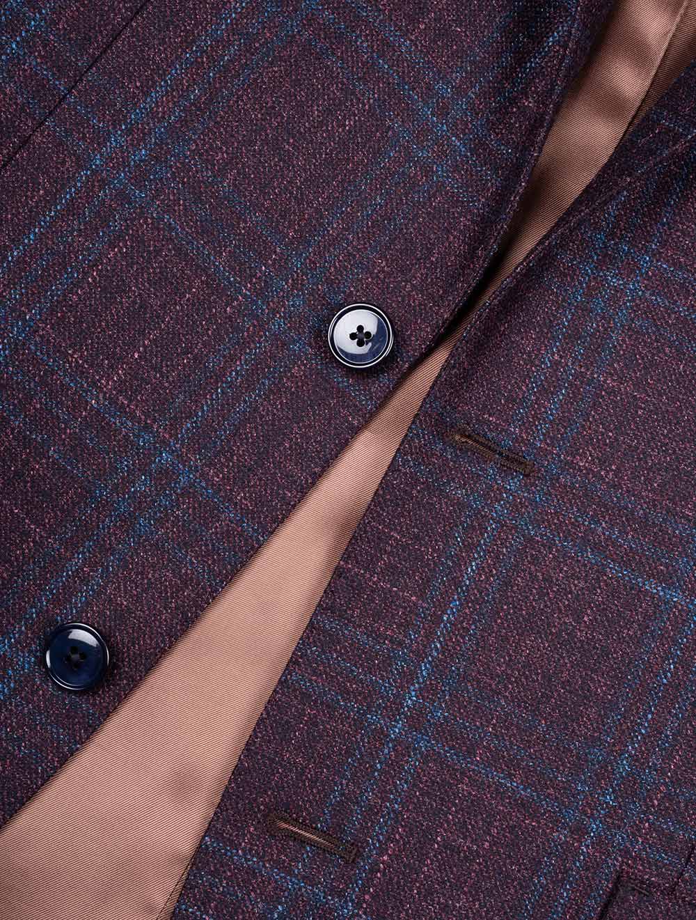 Subtle Check Jacket Burgundy - Image 3