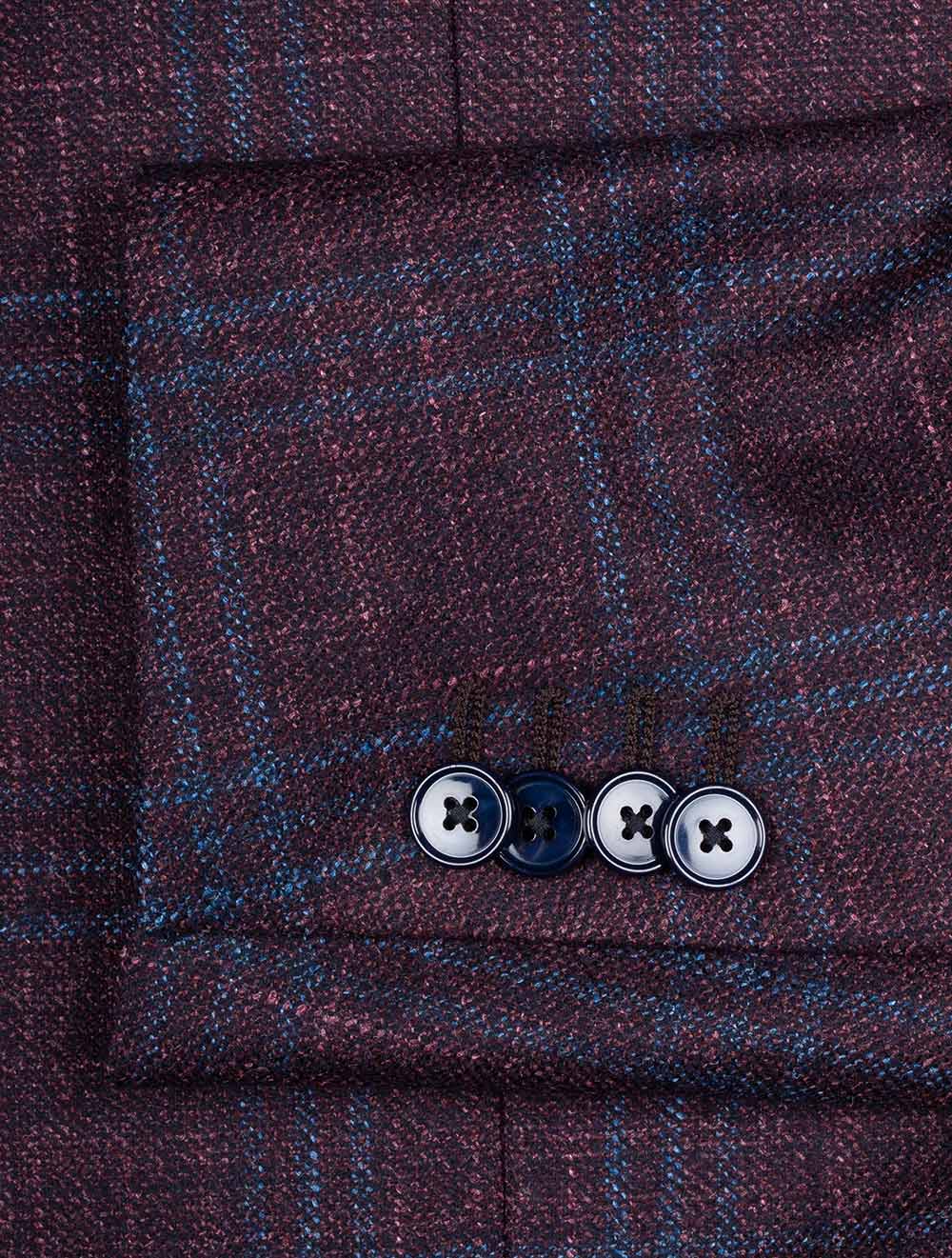 Subtle Check Jacket Burgundy - Image 4