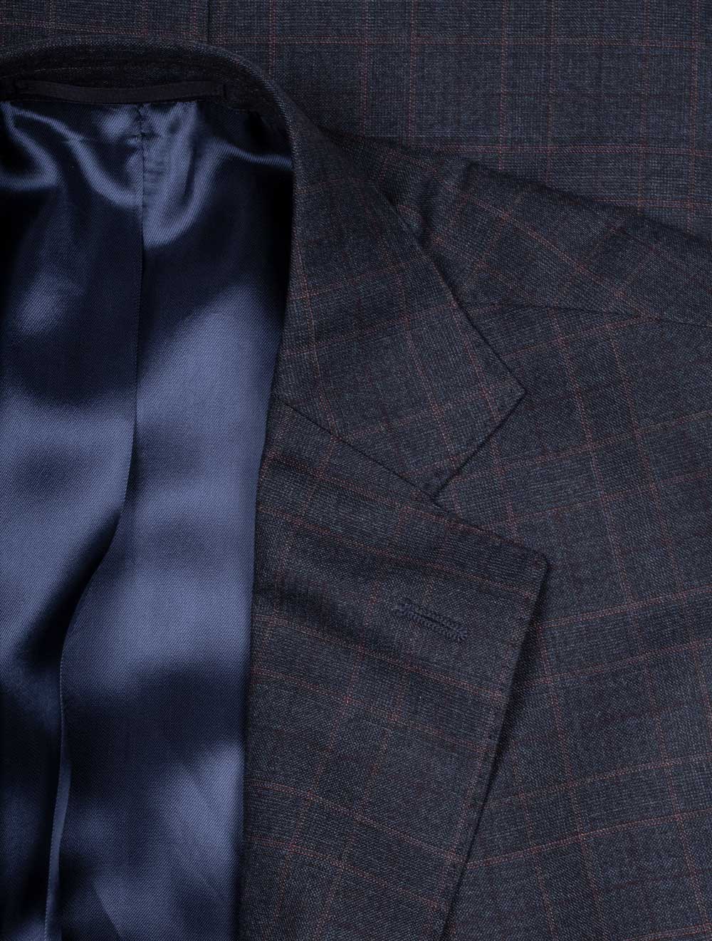 Super 170 Check Suit Blue - Image 4