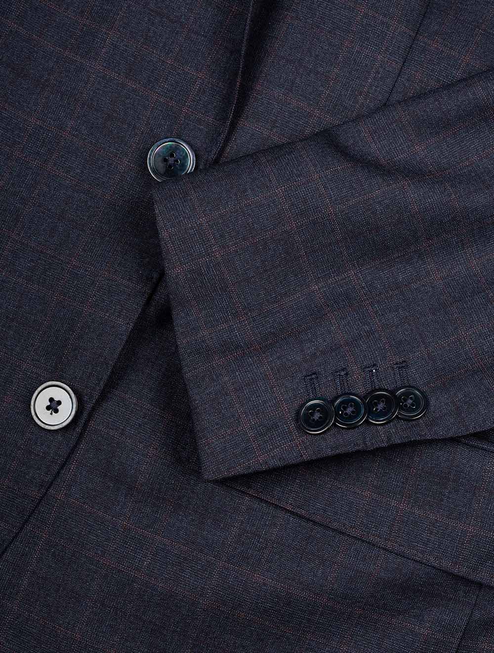 Super 170 Check Suit Blue - Image 5