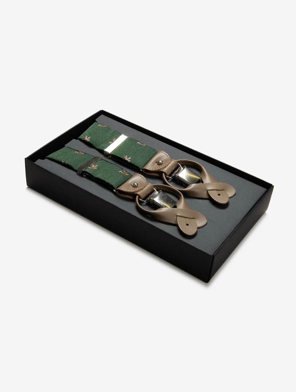 Silk Braces Clips And Buttons Green Duck
